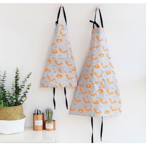 1 Pcs Fox Pattern Women Kitchen Apron Accessory Adult Children Coffee Pinafore Home Cooking Baking House Cleaning Bibs 46189