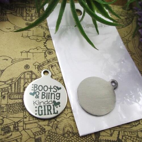 20pcs--"Boots & Bling Kinda Girl"stainless steel charms 5 styles for choosing DIY Charms for necklace bracelets