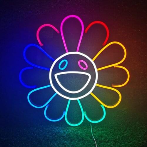 2021 new multicolored led neon sign light smiled sun flower home decoration Girls wall lights