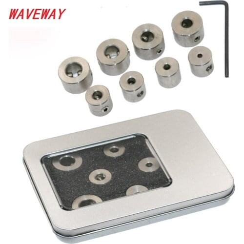 9pcs/set woodworking drill stopper positioning stop ring Drilling depth controller Stainless steel triple connections