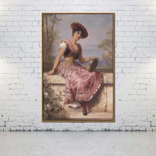 Artcozy Oil Canvas Painting carl schweninger the tambourine player For Home Decoration Wall Art