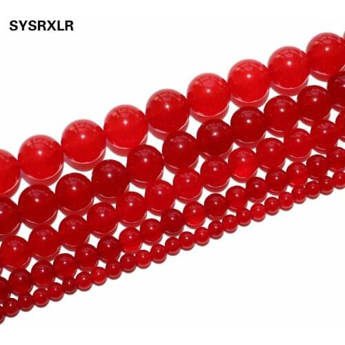 Free Shipping Natural Stones Red Jades Round Loose Beads 4 6 8 10 12 MM For DIY Jewelry Making Bracelet Necklace Material