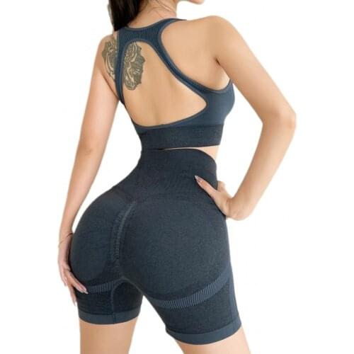 Seamless Women Yoga Set Butt Lift Push Up Yoga Biker Shorts Set Workout Running Swimming Shirts Sport Bra Gym Mujer Clothing