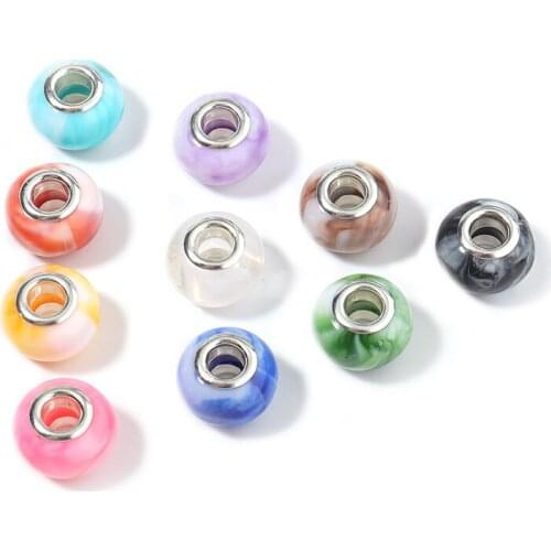 Beadtales 4.5mm Round Resin Two-color Large Hole Beads Black Brown For Jewelry Making Bracelet Necklace Accessories 10 Models