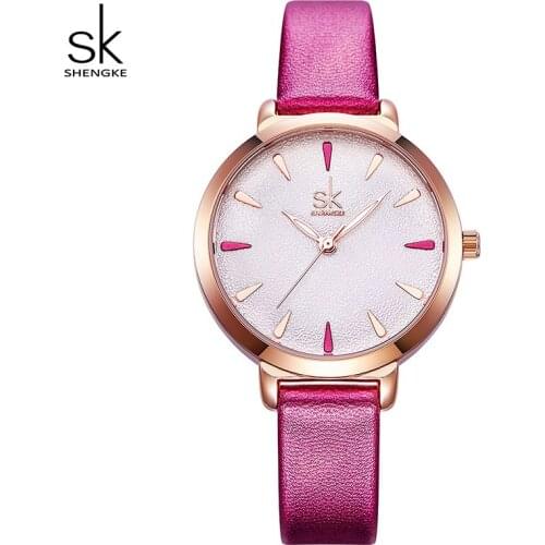 Shengke Watches Women Fashion Lether Strap Quartz Watch Female Clock Luminous Montre Femme 2019 SK Women Wrist Watch #K8019
