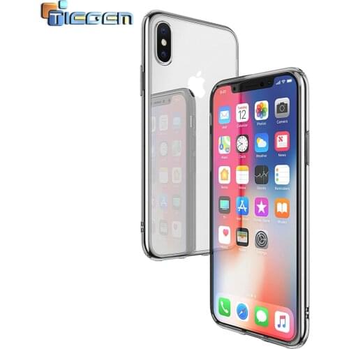 TIEGEM Phone Case for iPhone X TPU + ARC Clear Soft Frame Transparent Silicone Hybrid Case for Apple iPhone 10 2018 Cases Cover