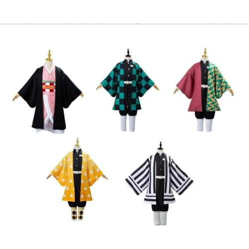 Kids Anime Demon Cosplay Slayer Costume Children Outfit Full Set Halloween Carnival Costume