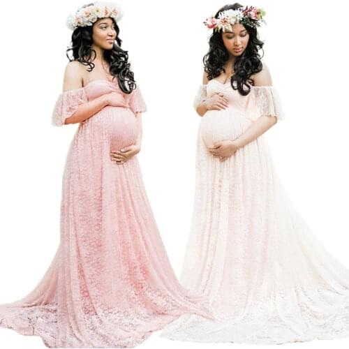 Long Photography Props Maternity Pregnancy Dress Photography Maternity Dresses For Photo Shoot Pregnant Dress Lace Maxi Gown