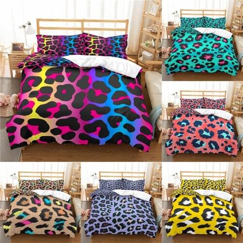 Home Textile Luxury 3D Leopard Print 2/3Pcs Comfortable Duvet Cover PillowCase Bedding Sets Queen and King EU/US/AU Size
