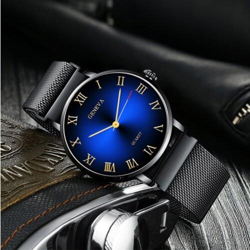 Hot 2021 Mens Watch Magnet Milan Strap Alloy Mesh Strap Business Roman Casual Magnetic Quartz Mens Watch Bulk Items Wholesale