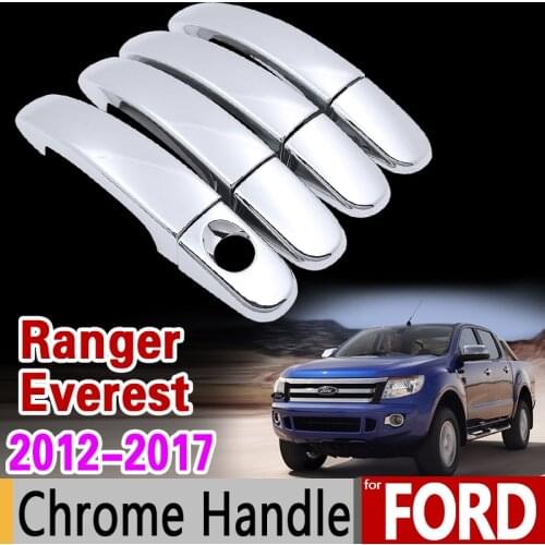 For Ford Ranger Everest 2012-2017 Chrome Handle Cover Trim Set Extended Wildtrak 2014 2015 Car Accessories Stickers Car Styling