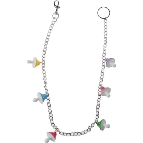 Colorful Mushroom Pendant Keychain Harajuku Mushroom Jeans Pants Chain Jewelry