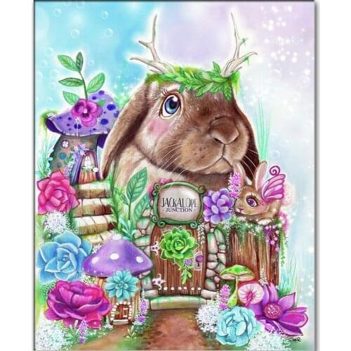 Rabbit House Diamond Painting Accessories Fantasy Flower Elf 5d Embroidery Icons Animal Picture Of Rhinestones Home Decoration