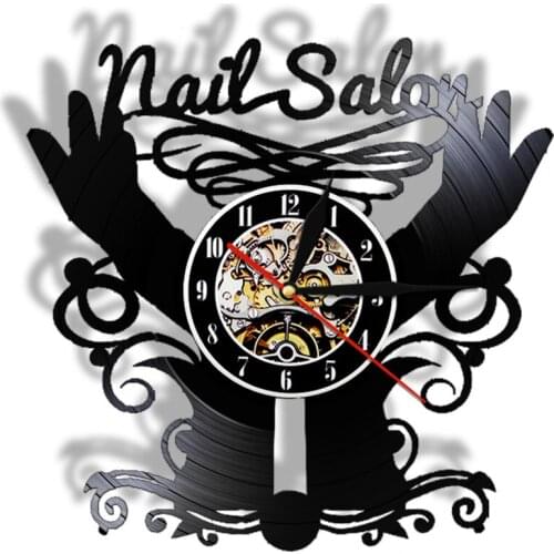 Nail Salon Shop Wall Art Decor Clock Polish Manicure Pedicure Business Vinyl Wall Clock Wall Decor For Nail Shop Salon