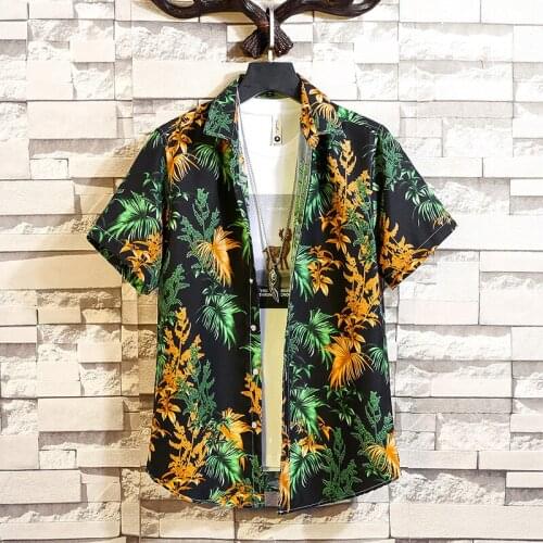 Print Fashion Flower Design Short Sleeve Casual Shirts Mens Hawaiian Beach Blouse 2021 Summer Clothing Plus Asian Size 5XL 6XL