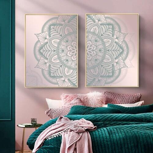 Fashion abstract style pink round flower pattern wall art canvas print poster print image living room home interior decoration