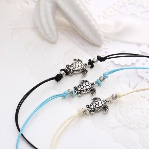 Fashion New Summer Beach Bohemian Turtle Chain Anklet Retro Round Beads Handmade Ankle Bracelets for Women Foot Jewelry