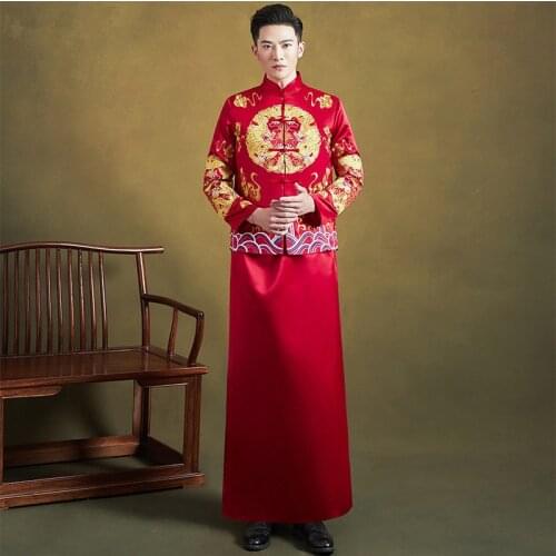 Male Clothing Classic Vintage High-quality Chinese Traditional Men Wedding Gown Refined Banquet Stylish Elegant Bride
