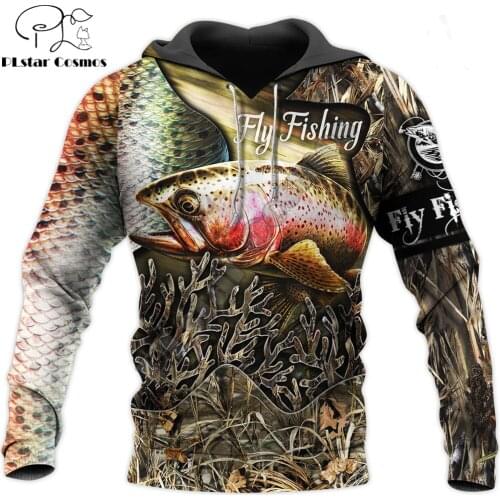 Love Trout Fly Fishing 3D All Over Printed Men Hoodie Autumn and winter Unisex Sweatshirt Zip Pullover Casual Streetwear KJ450