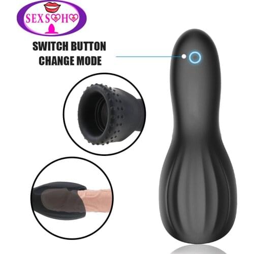 Male Masturbator Penis Vibrator Climax Fantasty Delay Trainer Stimulate Glans Vibrating Massager Stamina Trainer Sex Toy for Men