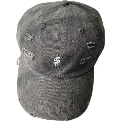 2021 New Hat Female Water Washed Made Old Cowboy Caps Male Couple Ripped Hole Retro Distressed Cotton Baseball Cap