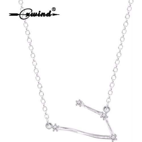 New Zircon Aries Necklace Signs 12 Star Zodiac Constellation Necklace Horoscope Astrology Pendant Chain Jewelry