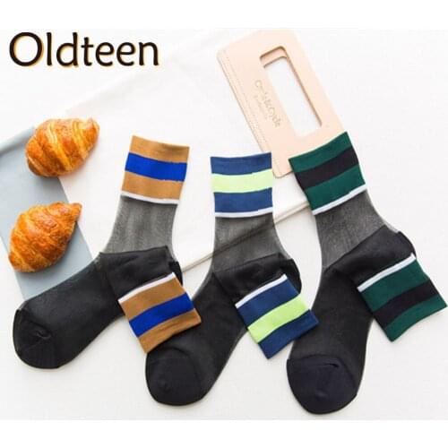 New Hot Cool Summer Breathable Comfortable Ultra-thin Transparent Black Silk Socks Fashion Sexy Stripes Women Socks Lady Gifts