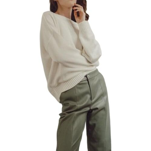 New Style Women Sexy Long-Sleeved Sweater Casual Loose V-Neck Clothing GirlS Solid Color Round Neck Top Casual And Comfortable