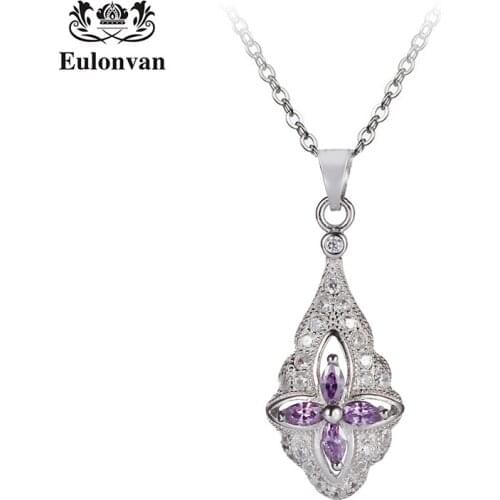 Eulonvan Vintage Choker Pendant Chain Necklace For Women 925 Sterling Silver Lucky Flower Jewelry Accessories kolye Colar S3707