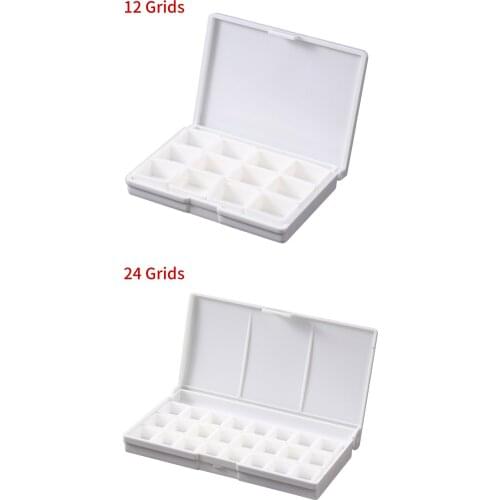 Plastic Painting Tray Half Pans Watercolor Palette Box 12/24 Grids Pigment Case Portable Dyestuff Mix Palette DIY Coloring Plate