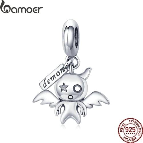 BAMOER 100% 925 Sterling Silver Koakuma Little Evil Devil Beads Charms Fit Charm Bracelets Necklaces DIY Jewelry Making SCC975