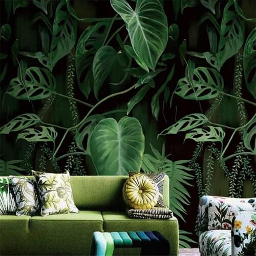 Custom 3D Mural Wallpaper Hand-painted Plants Southeast Asia Retro Living Room Background Decorative Painting Wallpaper