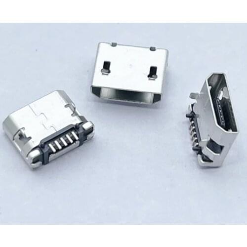 50pcs micro USB 5pin 5.9mm DIP2 no side B type Flat mouth without curling side Female Connector For Mobile Phone Mini USB