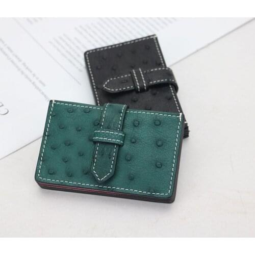 Luxury Genuine Ostrich Skin Leather Accordion Card Holder Multi Pockets Business Card Case Ostrich Leather Credit Card Holder
