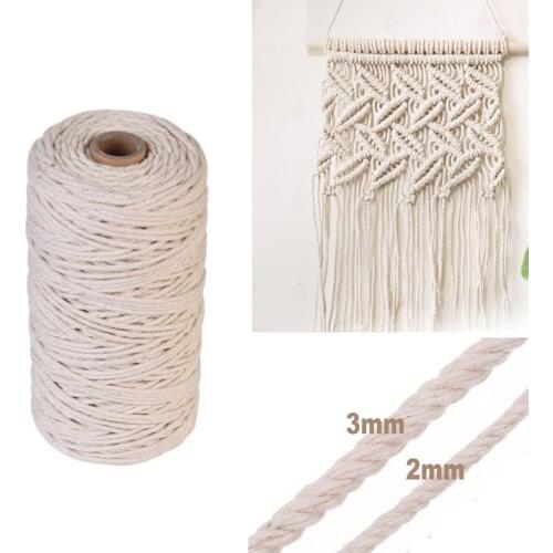 Durable 200m White Cotton Cord Natural Beige Twisted Cord Rope Craft Macrame String DIY Handmade Home Decorative supply 2/3mm