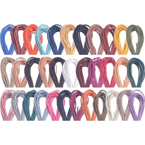 KONMAY 1/1.5/2.0mm Mixed Colors Round 100% Cowhide Real Leather Cord String for Crafting, Braiding Bracelet Making