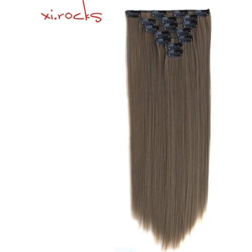 Qjz13050/68 2p Xi.rocks Synthetic Clip in Hair Extensions Straight Hairpiece Clips on Hair Extension wig Sandy Taupe wigs