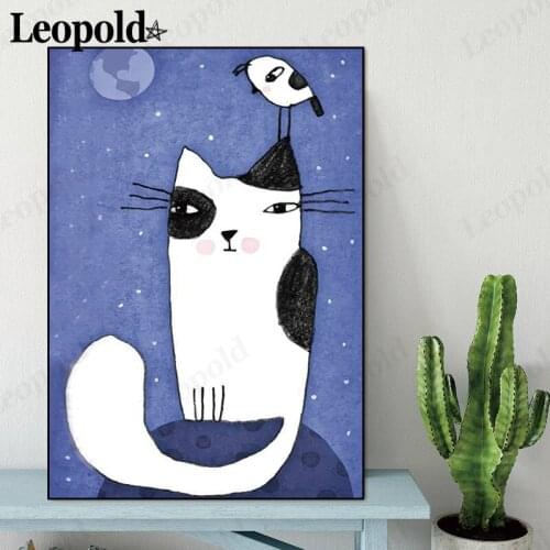 Modern Cartoon Animal Canvas Poster Abstract Pet Cat and Dog Painting Wall Art Nordic Home Room Decoration