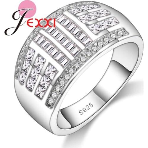 High Quality Fashion Geometric 925 Sterling Silver Cubic Zirconia Bridal Wedding Bands Ring Women Anillos Bijoux