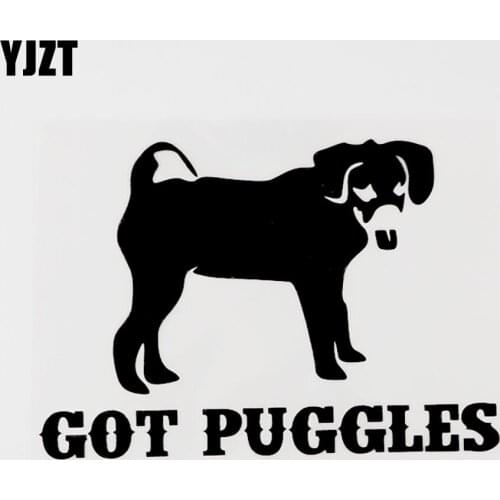 YJZT 14.6CM×10CM Interesting Got Puggles Animal Vinyl Car Sticker Decal Black/Silver 8C-0416