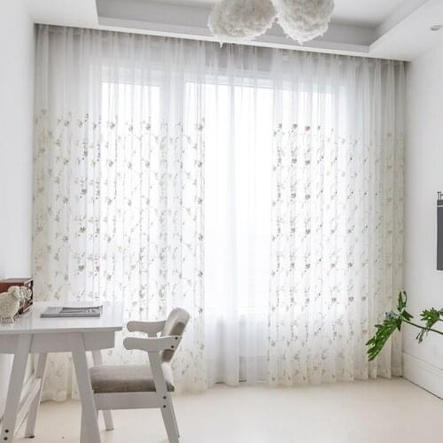 Chicity Home Decor Curtain for living room Embroidered Tulle Curtain for bedroom rural Style Curtain for kitchen Customized