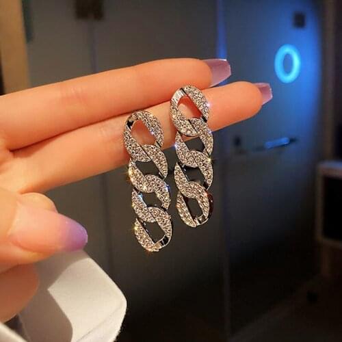 Fashionable design sense is set drill geometric chain fashionable temperament web celebrity individual character earring woman