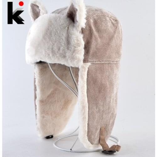 Winter Bomber Hat For Women And Children Lovely Car Ear Mom-child Hats Warm Faux Fur Hat With Earflaps Solid Color Hats Girls