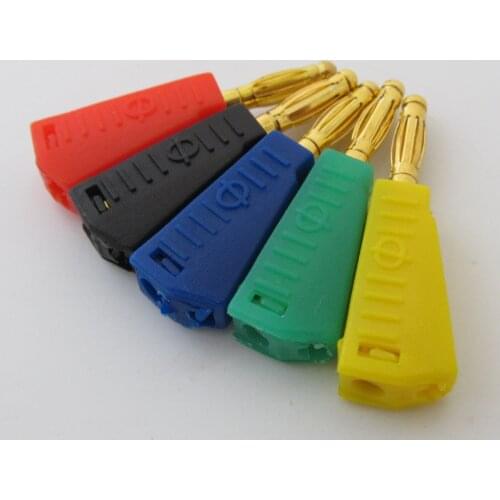 1 set 5 Colors Gold Plated 4mm Stackable Banana Male Plug Connector
