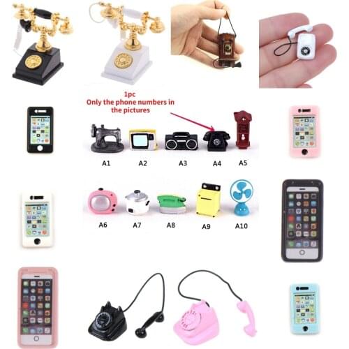 1pc 1/12 Dollhouse Miniature Telephone ipad， Retro Phone，Gramophone Wall Mount Phone Pretend Play Doll House Furniture Toys