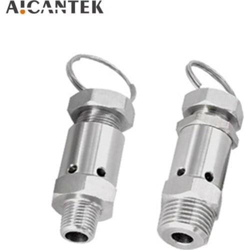 1PC/2PCS 1/4" 1/2" BSP 304 Stainless Sanitary Spring Pressure Relief Safety Valve 1/2/3/4/5/6/7/8 Bar For Air Compressor Cooker