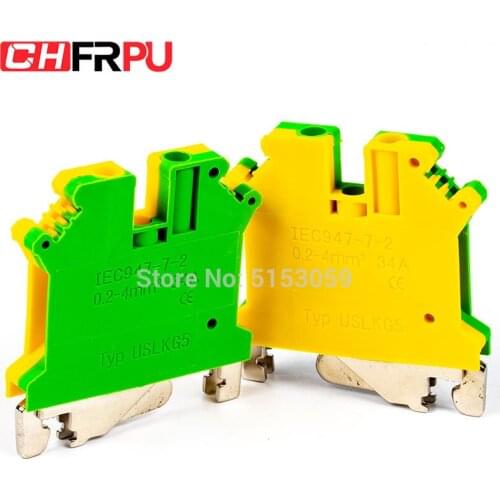 10PCS USLKG5 Universal DIN Rail Mounted Grounding terminal Screw Type Connector Electrical Crimp Terminator