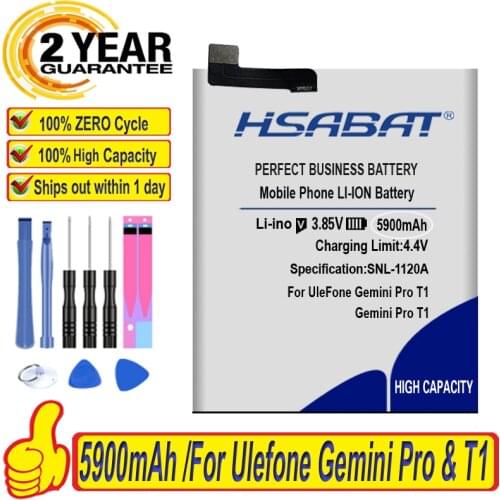 100% Original HSABAT 5900mAh Battery For Ulefone Gemini Pro T1