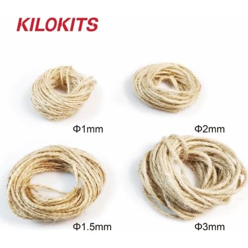 2 Bags 4 Sizes 5-10m Natural Hemp Rope for DIY Modelling Decoration Gift Wrap Bottle Wrap Crocheted Bag Hang Lanyard