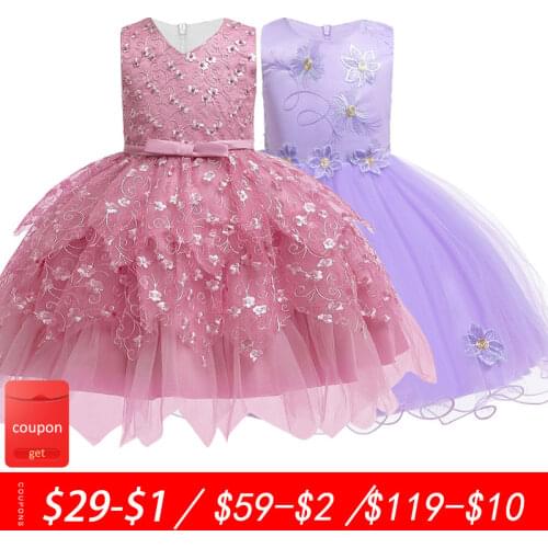 2021 Newborn Pink Dress For Toddler Girl Sleeveless Baby Girl Lace with big bow Gown Dress 1 years birthday Party Infant Wear